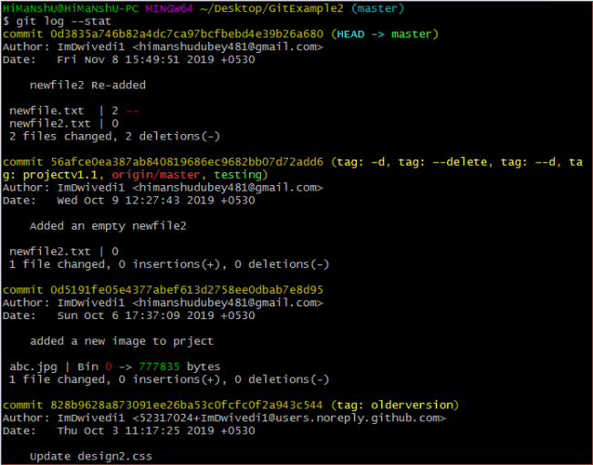 Git log 2
