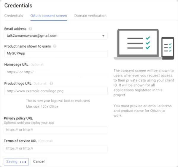 Product Name in OAuth2 Consent Screen