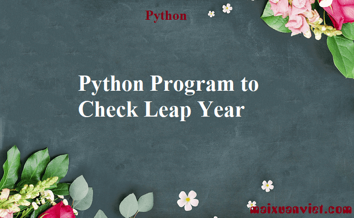 Python Program to Check Leap Year - VietMX's Blog