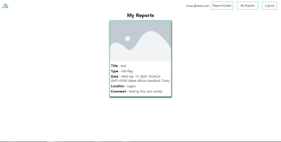 My reports page with one report