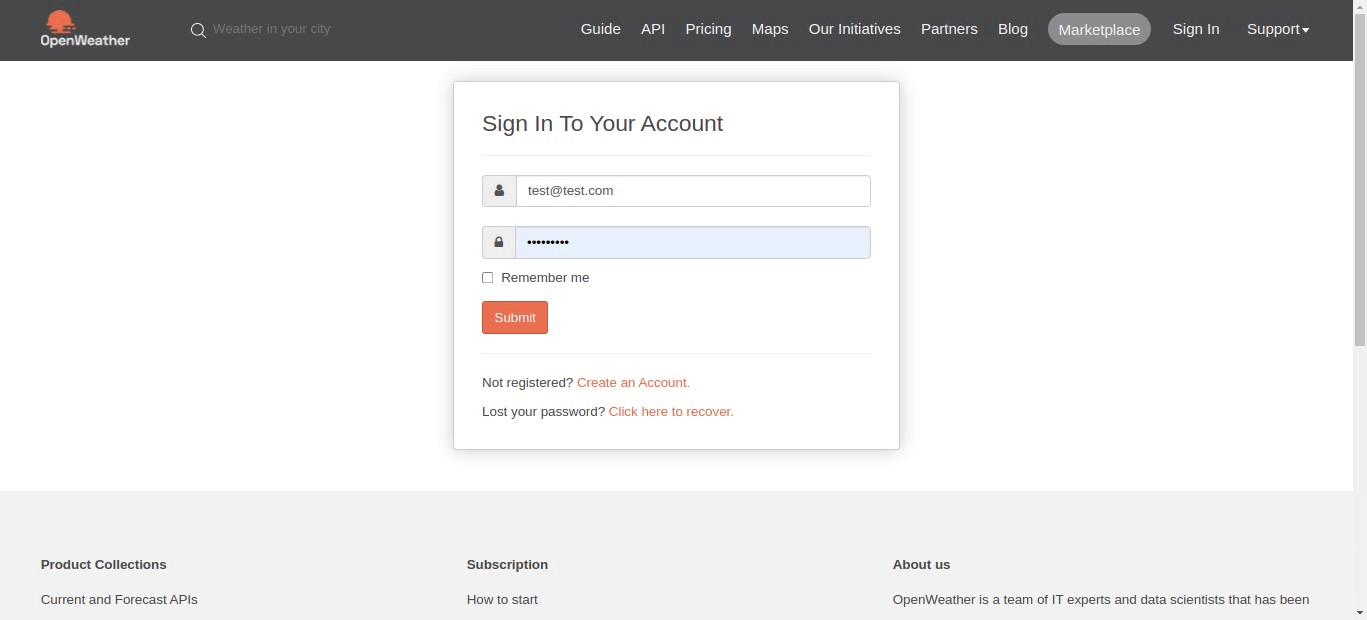 openweathermap login