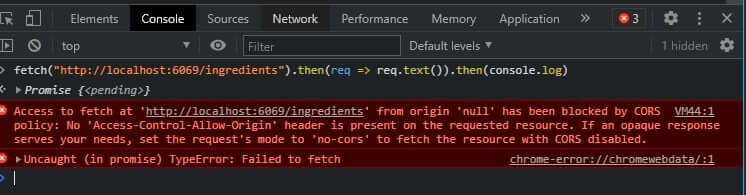 CORS policy error