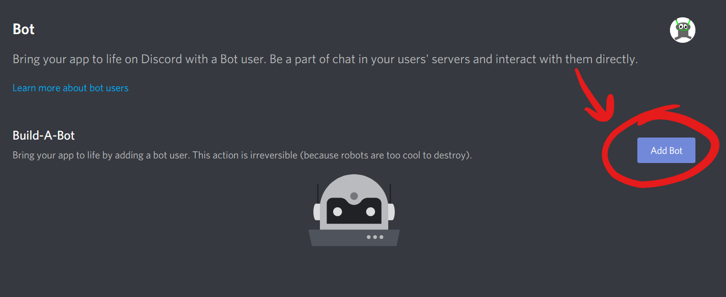 The “Add Bot” button is in the top right corner
