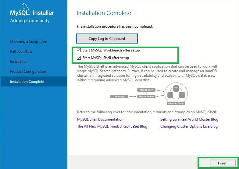 Finishing MySQL Server and MySQL Workbench Installation