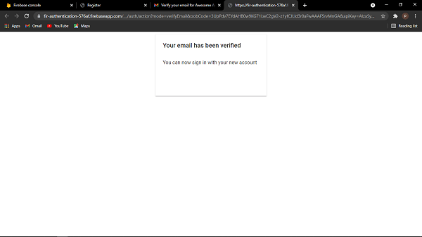 Email verification redirect