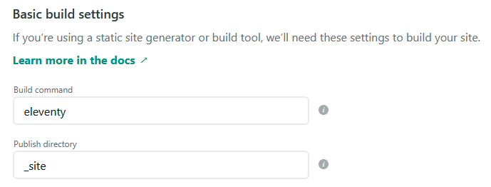 Netlify Basic Build Settings