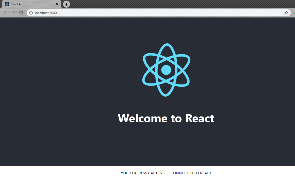 React app running