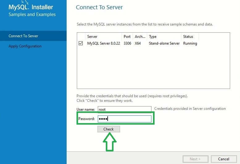 Testing MySQL Server Connection