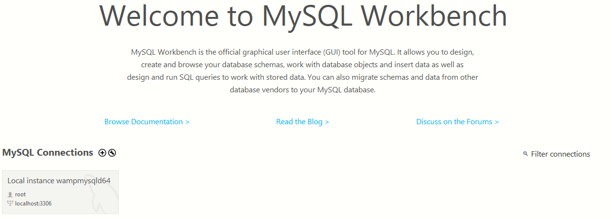 Starting MySQL Workbench