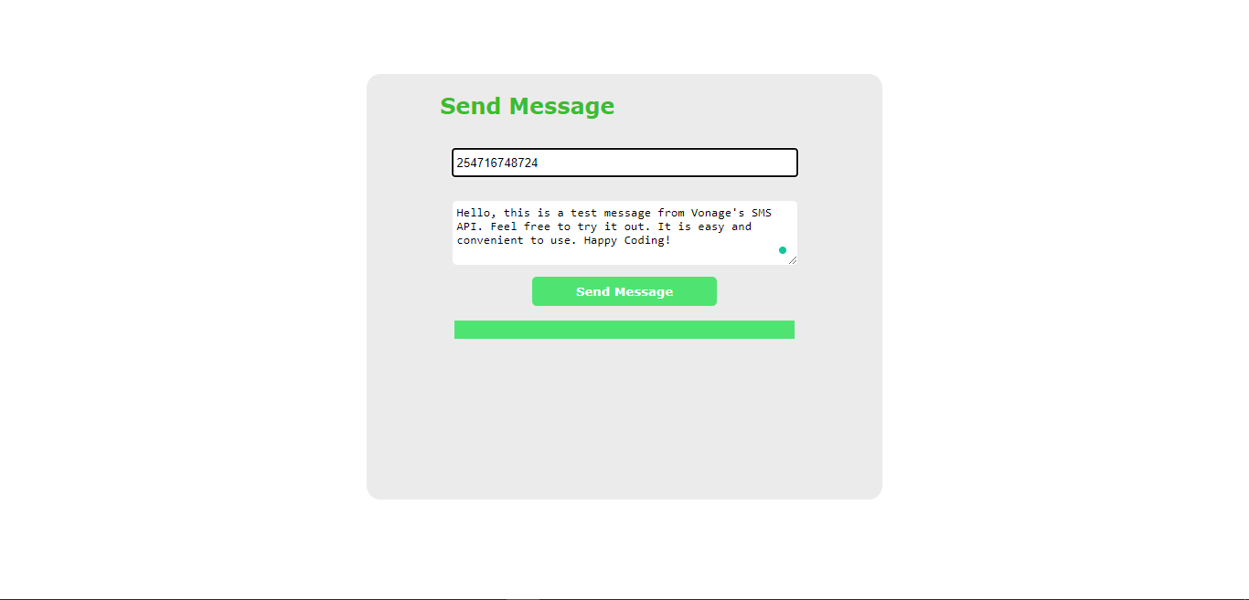 Our application before sending the message