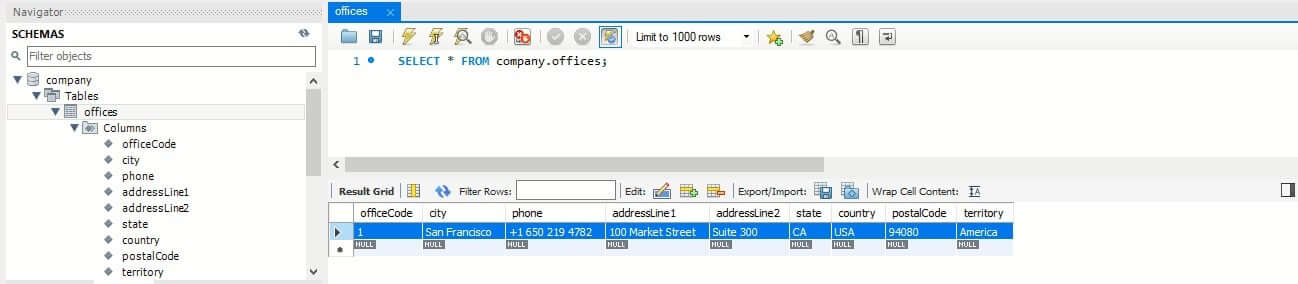 View MySQL Workbench Table Rows